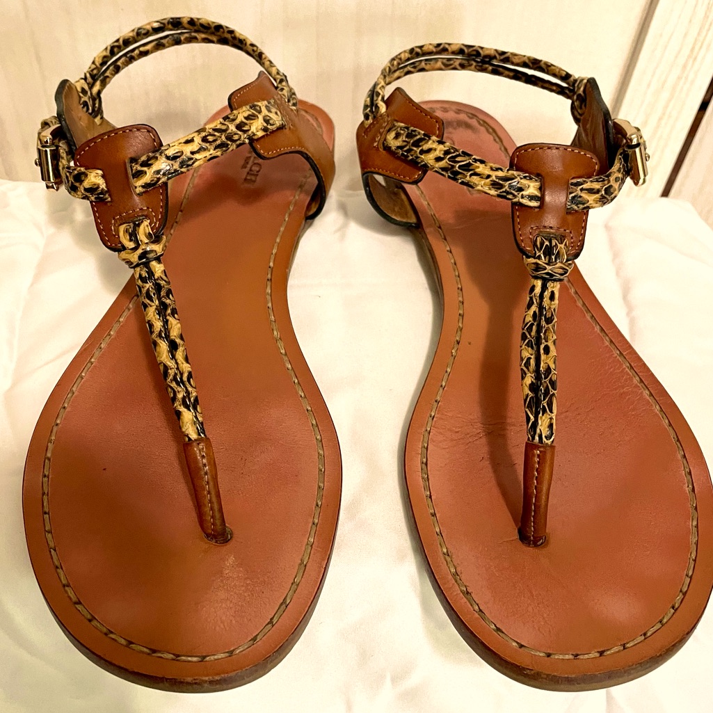 Coach Clarkson Python Flat Sandals